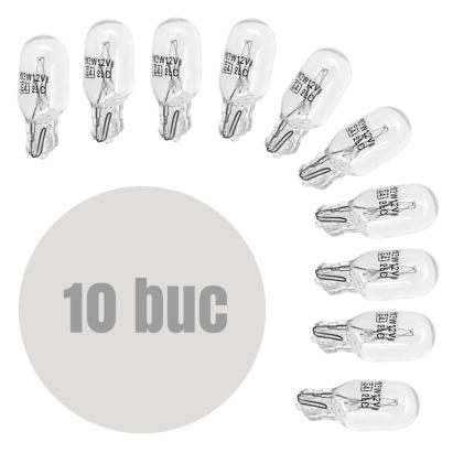 Set 10 becuri auto de poziție W3W (T10) 12V 3W, sticlă Quartz, Carguard