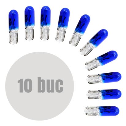 Set 10 becuri pentru bord T5 12V 2W albastre din sticlă quartz Carguard