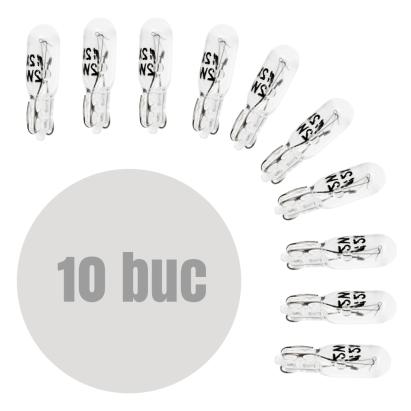 Set 10 becuri pentru bord T5 12V 2W alb, sticlă quartz, Carguard