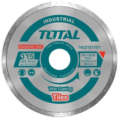 Disc diamantat continuu Total 115 mm pentru ceramică, tăiere umedă (Industrial)