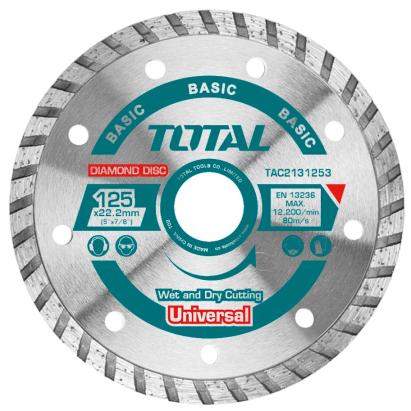 Disc diamantat pentru debitare beton TOTAL 125 mm, universal umed/uscat