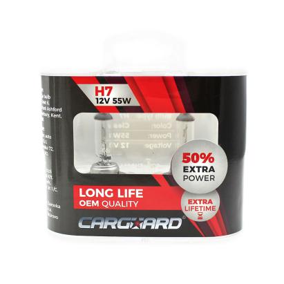 Set 2 becuri halogen H7 12V 55W Carguard Long Life, +50% intensitate