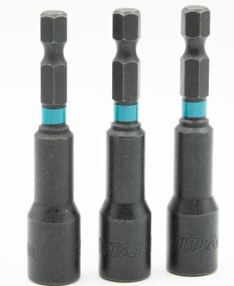 Set 3 chei impact 8 mm TOTAL, 1/4 Hex, 65 mm, cu magnet puternic