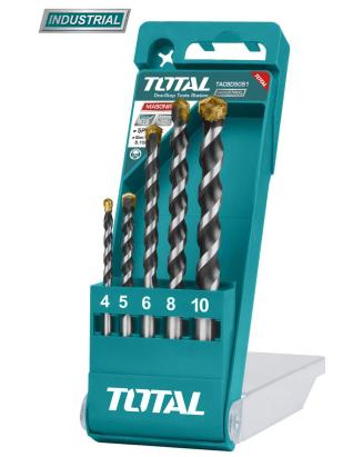 Set burghie pentru beton TOTAL, 5 piese industrial, 4–10 mm, pentru zidărie