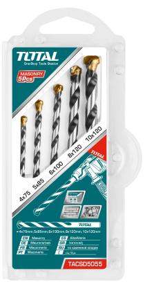 Set burghie pentru beton TOTAL, 5 piese (4–10 mm) pentru zidărie