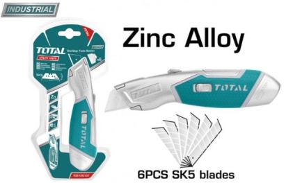 Cutter industrial TOTAL 175 mm, lamă 61x19 mm, corp din aliaj de zinc