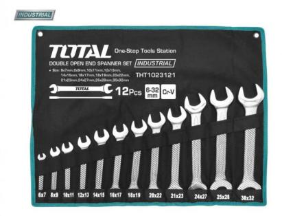Set 12 chei fixe TOTAL industrial, 6–32 mm, oțel Cr-V, cu husă