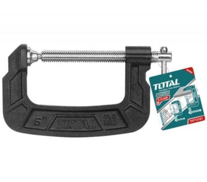 Clemă tip G TOTAL 6 inch industrială din fontă, cu filet tip T