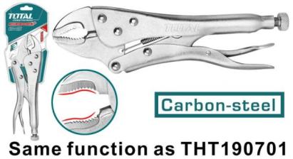 Clește cu blocare TOTAL 7 inch, oțel carbon nichelat, prindere fermă și sigură