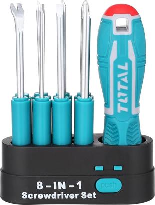 Set 9 șurubelnițe interschimbabile TOTAL Industrial din oțel Cr-V, cu mâner ergonomic