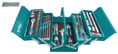 Trusă de scule TOTAL Industrial, 59 piese, în cutie metalică rezistentă