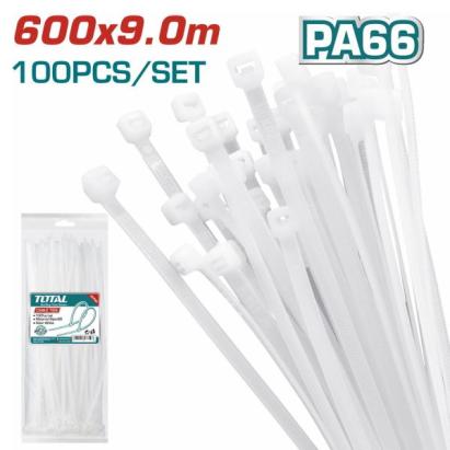 Set coliere de plastic TOTAL 9x600 mm, Nylon PA66, 100 bucati