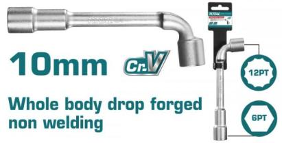 Cheie tubulară tip L TOTAL 10 mm, Cr-V, industrială, corp întreg