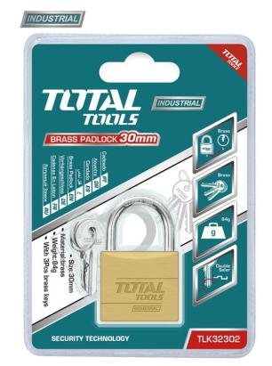 Lacăt TOTAL Industrial din alamă 30 mm, 84 g, cu 3 chei incluse
