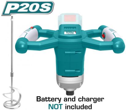 Mixer pentru mortar si vopsea Total 20V Li-Ion, M14, 0–650 rpm