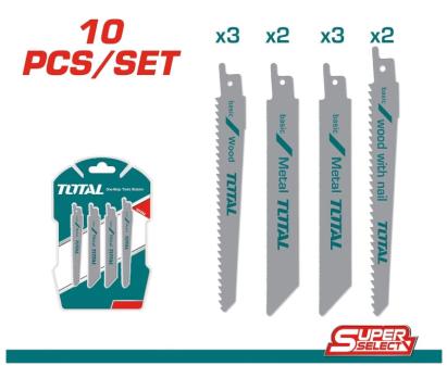 Set lame fierăstrău sabie TOTAL BI-Metal pentru lemn și metal, 10 buc