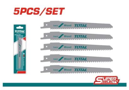 Set 5 lame pentru fierăstrău sabie pentru lemn, 150 mm, 6TPI - TOTAL