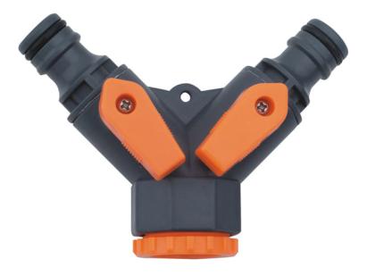 Adaptor pentru robinet cu ramificație 2 căi, 1/2–3/4, cu robineți