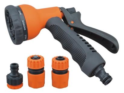 Set pistol pentru udat cu 8 functii si conectori pentru furtun, plastic