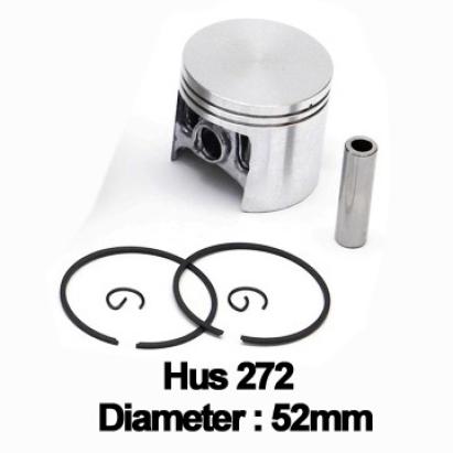 Piston complet pentru drujba Husqvarna 272, diametru 52 mm, bolt 12 mm