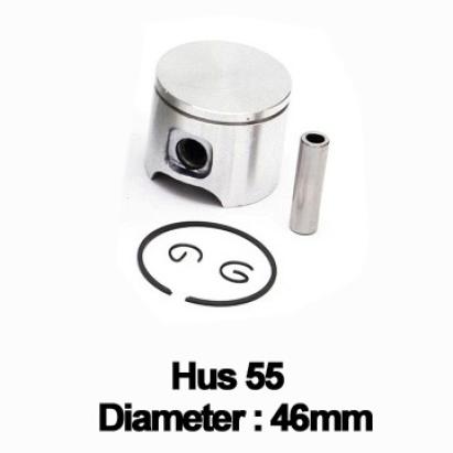 Piston complet pentru drujbă Husqvarna 55, 46 mm, set cu bolt și segmenți