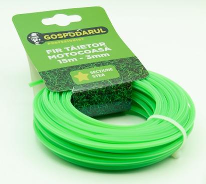 Fir tăietor pentru motocoasă 15 m, 3 mm, secțiune stea Gospopro