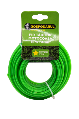 Fir pentru motocoasă 15 m, 4 mm, secțiune stea, Gospodarul