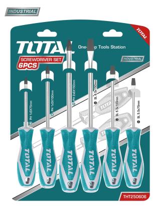 Set 6 șurubelnițe TOTAL Industrial din oțel Cr-V, plate și Phillips