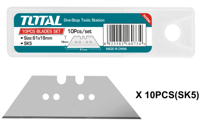 Set lame cutter TOTAL 61x19 mm din oțel SK5, 10 bucăți