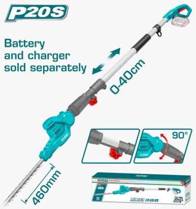 Trimmer pentru gard viu TOTAL 20V, lamă 52 cm, fără acumulator