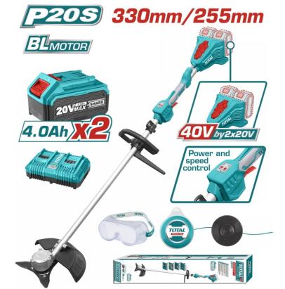 Motocoasă și trimmer TOTAL 40V Li-Ion, cu 2 acumulatori 4Ah și încărcător