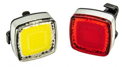 Set lumini bicicletă COB reîncărcabil USB, față + spate, 25 lumeni