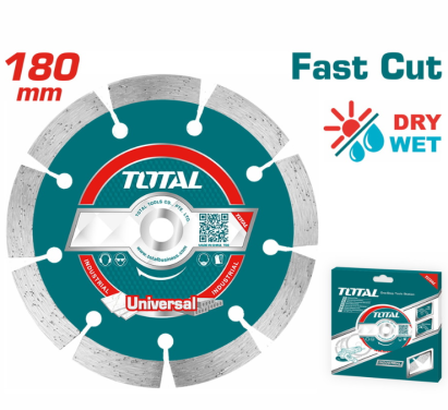 Disc diamantat TOTAL Industrial pentru debitare beton 180 mm, umed/uscat