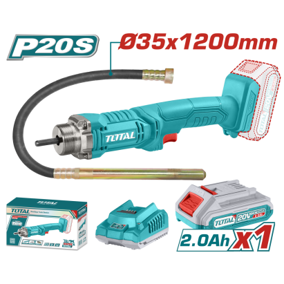 Vibrator de beton cu acumulator TOTAL 20V, 2.0Ah, lance 35x1200 mm