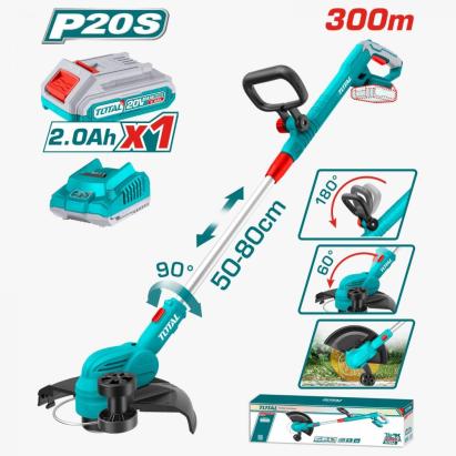 Trimmer pentru tuns iarba TOTAL 20V Li-Ion, cu acumulator 2Ah si incarcator
