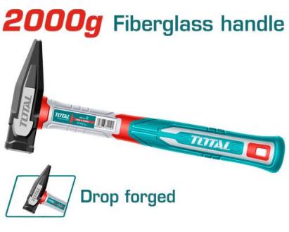 Ciocan de lăcătușerie Total 2000 g, mâner din fibră de sticlă, forjat