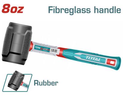 Ciocan de cauciuc TOTAL 220 g, cap cauciuc non-scânteie, mâner fibră de sticlă