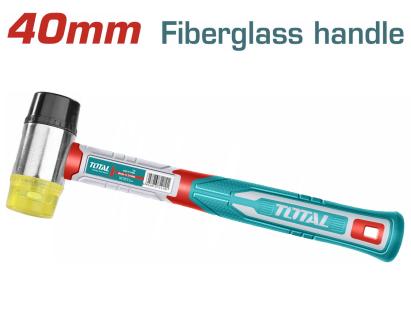 Ciocan cauciuc-plastic TOTAL 40 mm cu mâner din fibră de sticlă