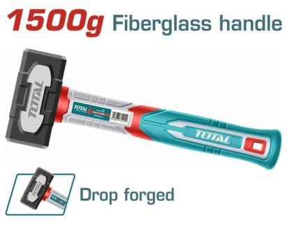 Ciocan pentru zidărie TOTAL 1500 g, cap forjat și mâner din fibră de sticlă