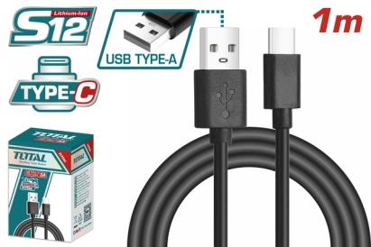 Cablu USB-A la USB-C TOTAL, 1 m, încărcare rapidă 3A pentru telefon și gadgeturi