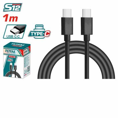Cablu USB-C la USB-C TOTAL 1 m, 3A pentru încărcare rapidă și date