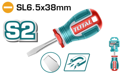 Șurubelniță dreaptă TOTAL Industrial SL6.5x38 mm, vârf magnetic, oțel S2