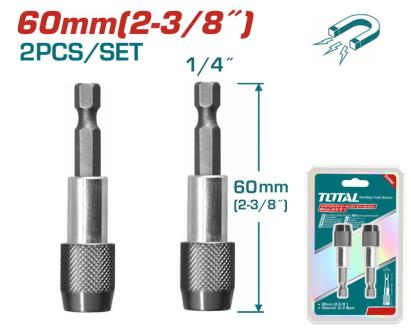 Set prelungitor bit magnetic TOTAL 60 mm, prindere 1/4" hex, 2 bucăți