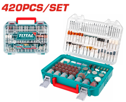 Set 420 accesorii pentru mini polizor Total, pentru tăiere, șlefuire și gravare