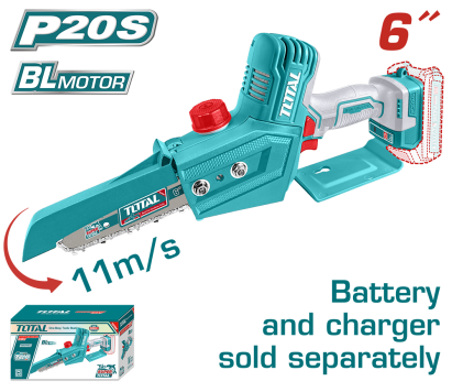 Mini drujbă pe acumulator TOTAL 20V, 6" cu motor brushless (fără baterie)