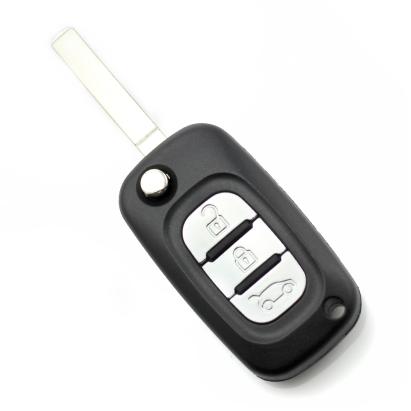 Carcasa cheie briceag Renault cu 3 butoane, model pliabil, neagra