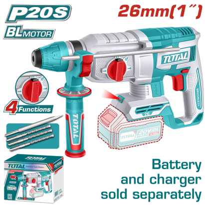 Ciocan rotopercutor TOTAL Li-Ion 20V brushless SDS Plus, 2,5J (fără acumulator)