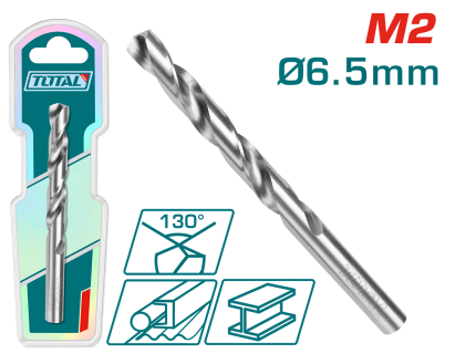 Burghiu pentru metal TOTAL M2 HSS 6,5 mm, 130°, pentru utilizare industriala