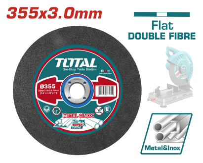 Disc abraziv de tăiere metal și inox TOTAL 355x3x25,4 mm, centru plat