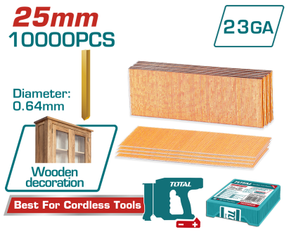 Cuie TOTAL 25 mm GA23, 0,64 mm, oțel zincat, 10.000 bucăți